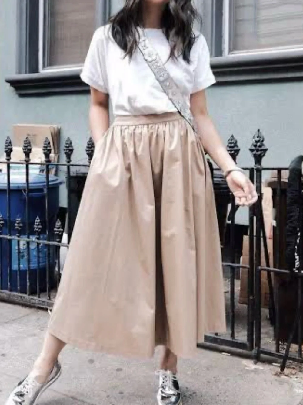 Uniqlo Tan Volume Gathered Waist Maxi Skirt L